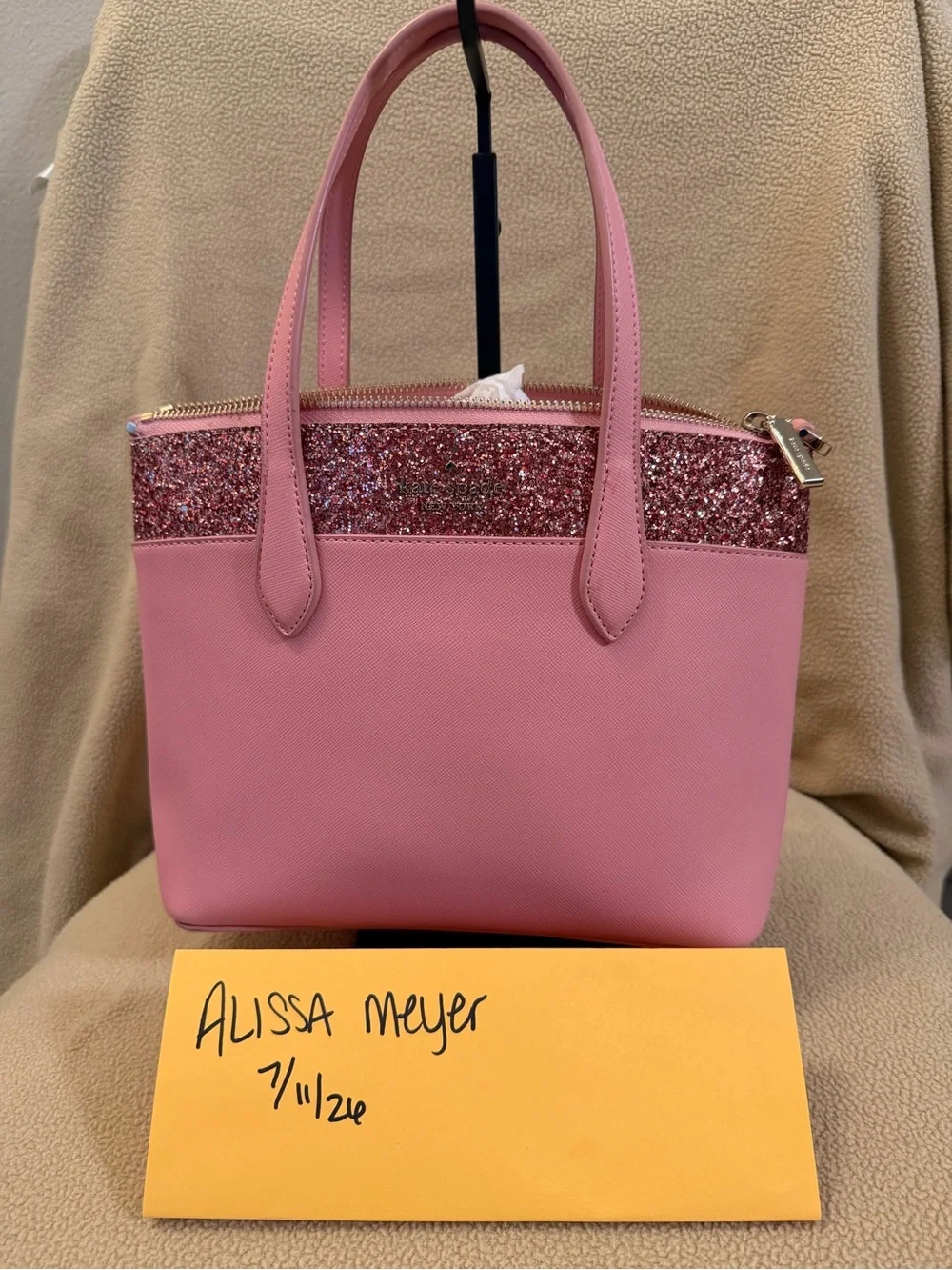 kate spade Pink Glitter-Accent Tote with Top Handles